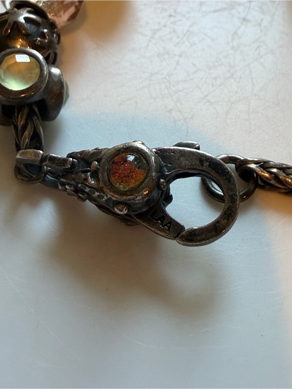 Trollbeads Bracelet with 10 Vintage Beads, Sterling Silver Chain - Picture 15 of 16